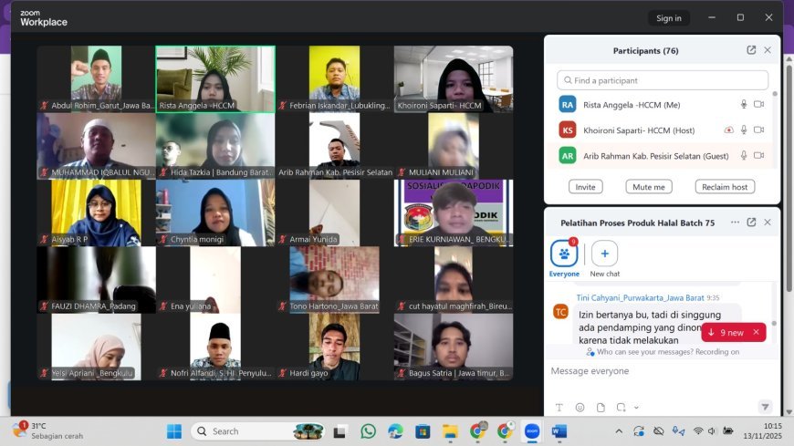Halal Center Cendekia Muslim : Pelatihan Pendamping Proses Produk Halal Batch 75